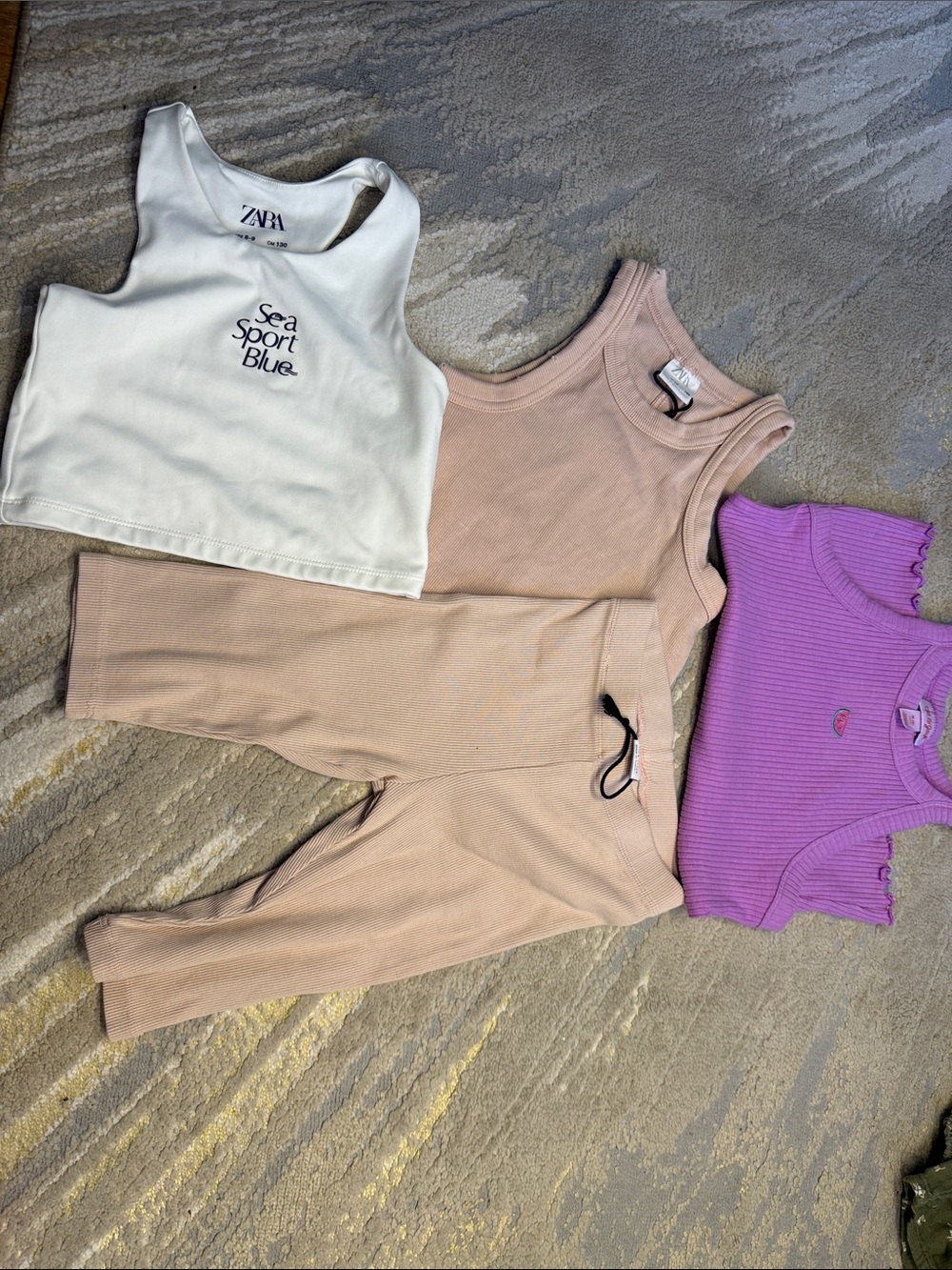 Zara Kids White Tank Top with Navy 'Sea Sport Blue' Logo